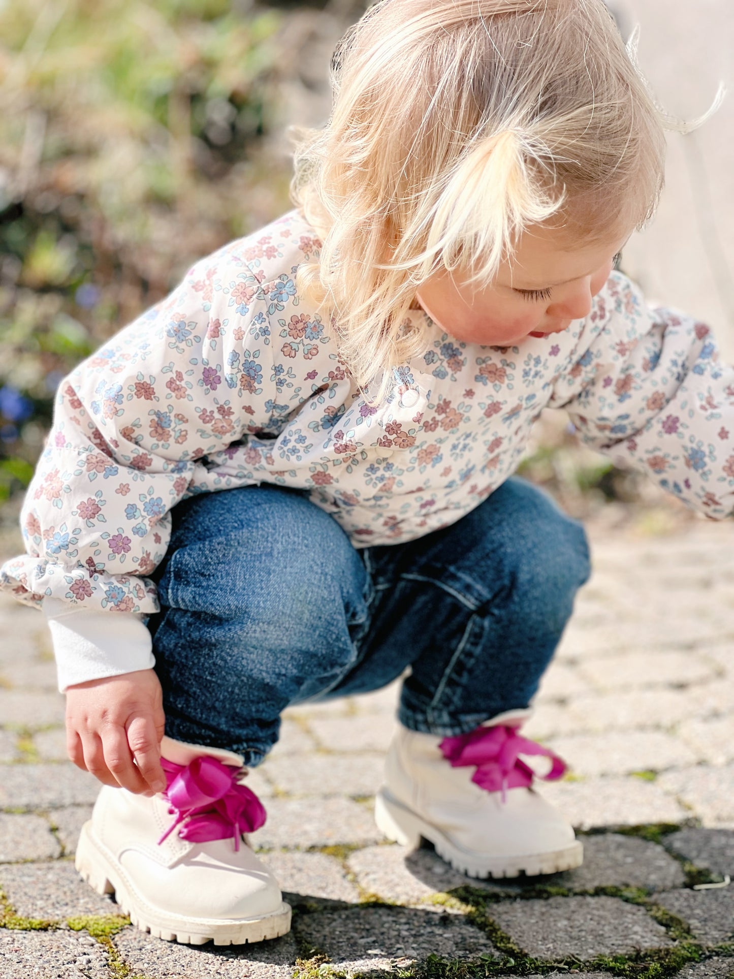 Kids Pink Rose Silk Shoelaces