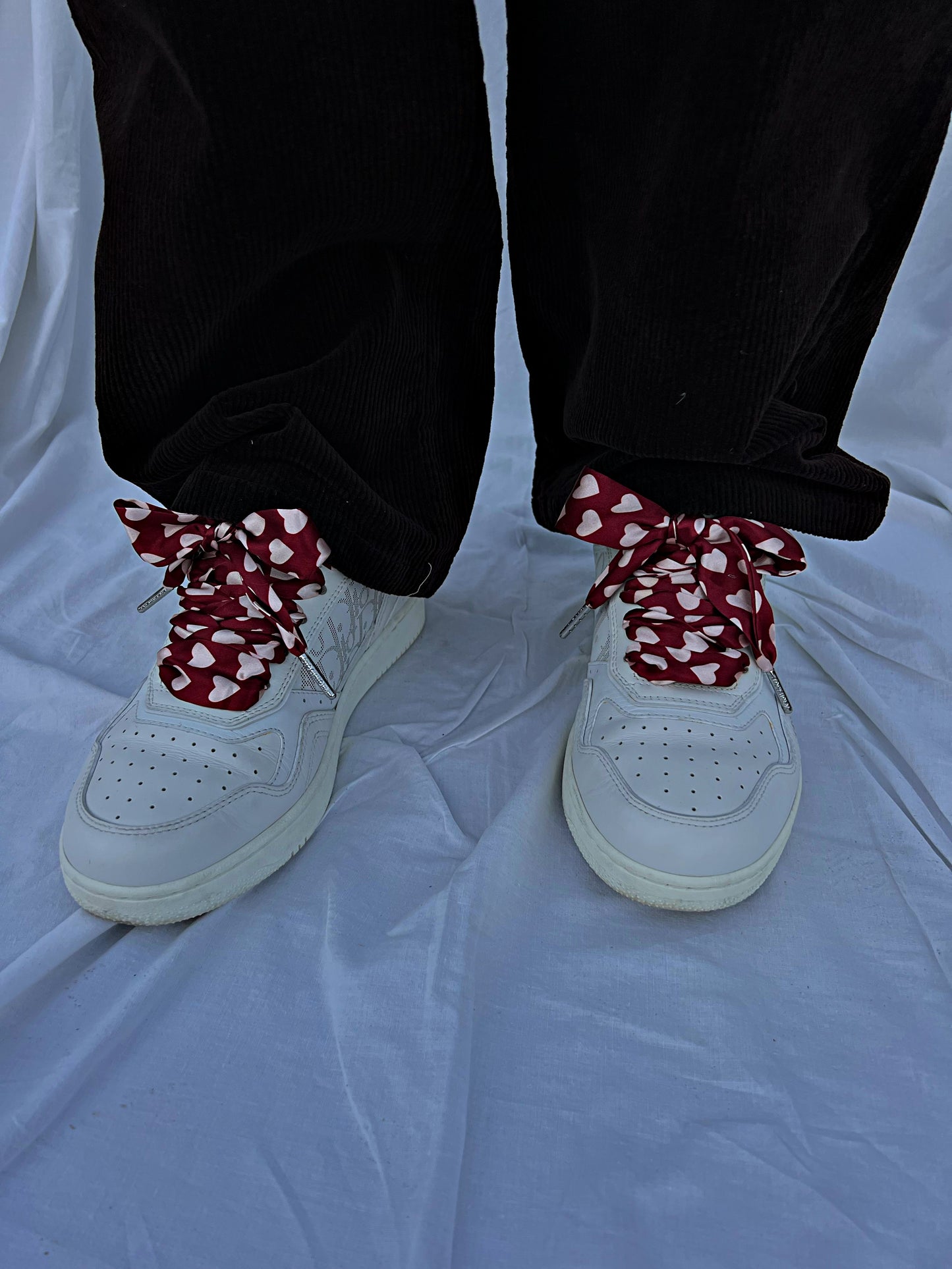 Burgundy Heart Scarf Shoelaces