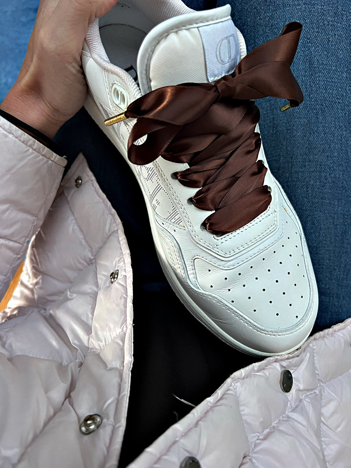 Brown Silk Skosnören