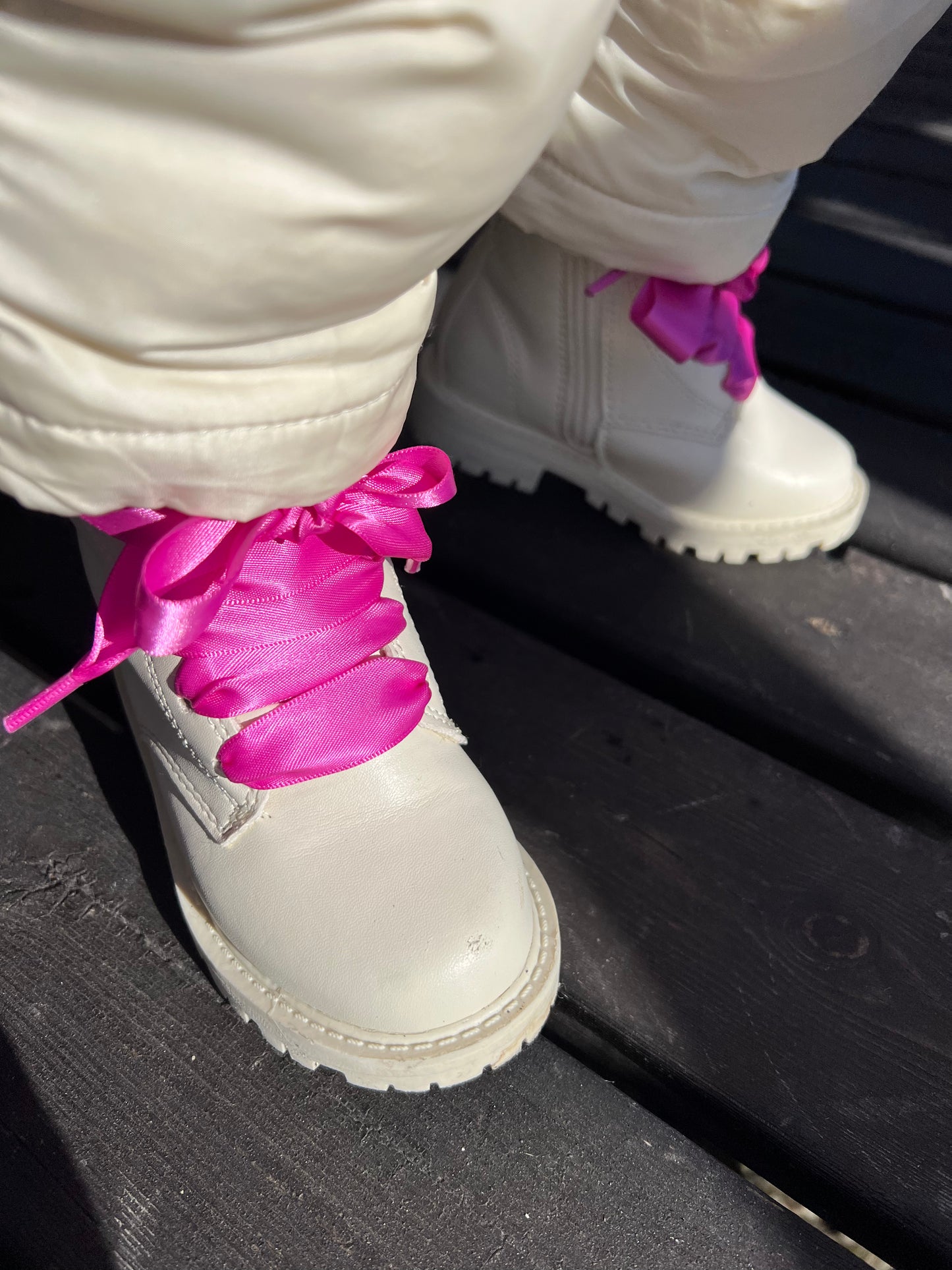 Kids Pink Rose Silk Shoelaces