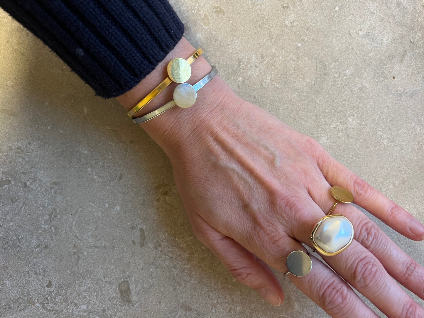 Gold Adjustable Ring – Button Base