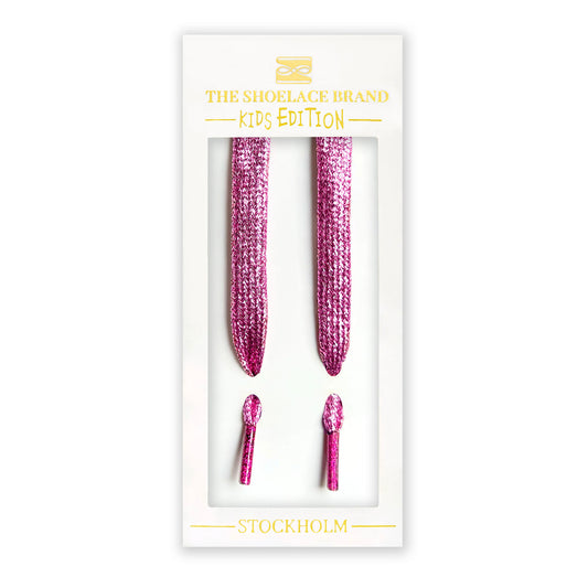 Kids Glitter Pink Shoelaces