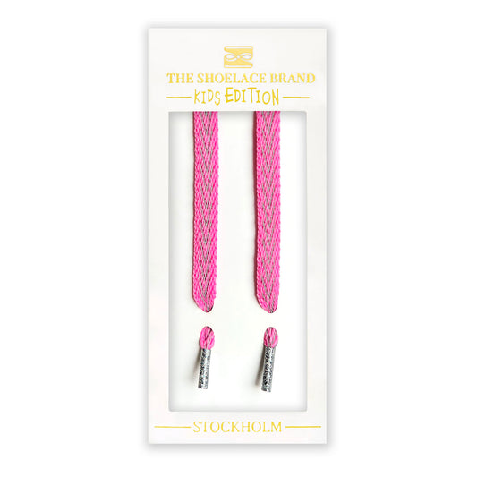 Kids Reflective Pink Shoelaces