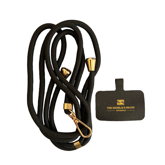 Universal phone strap in black and gold