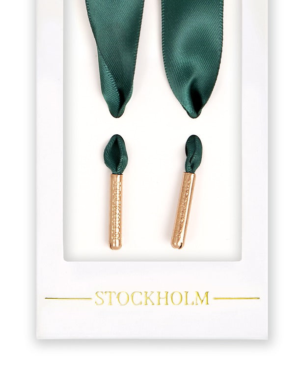 Dark green silk shoelaces - The Shoelace Brand