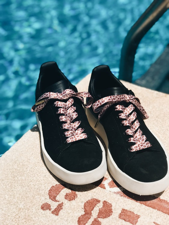 Pink leopard print shoelaces - The Shoelace Brand