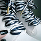 Striped navy white shoelaces silk scarf - The Shoelace Brand