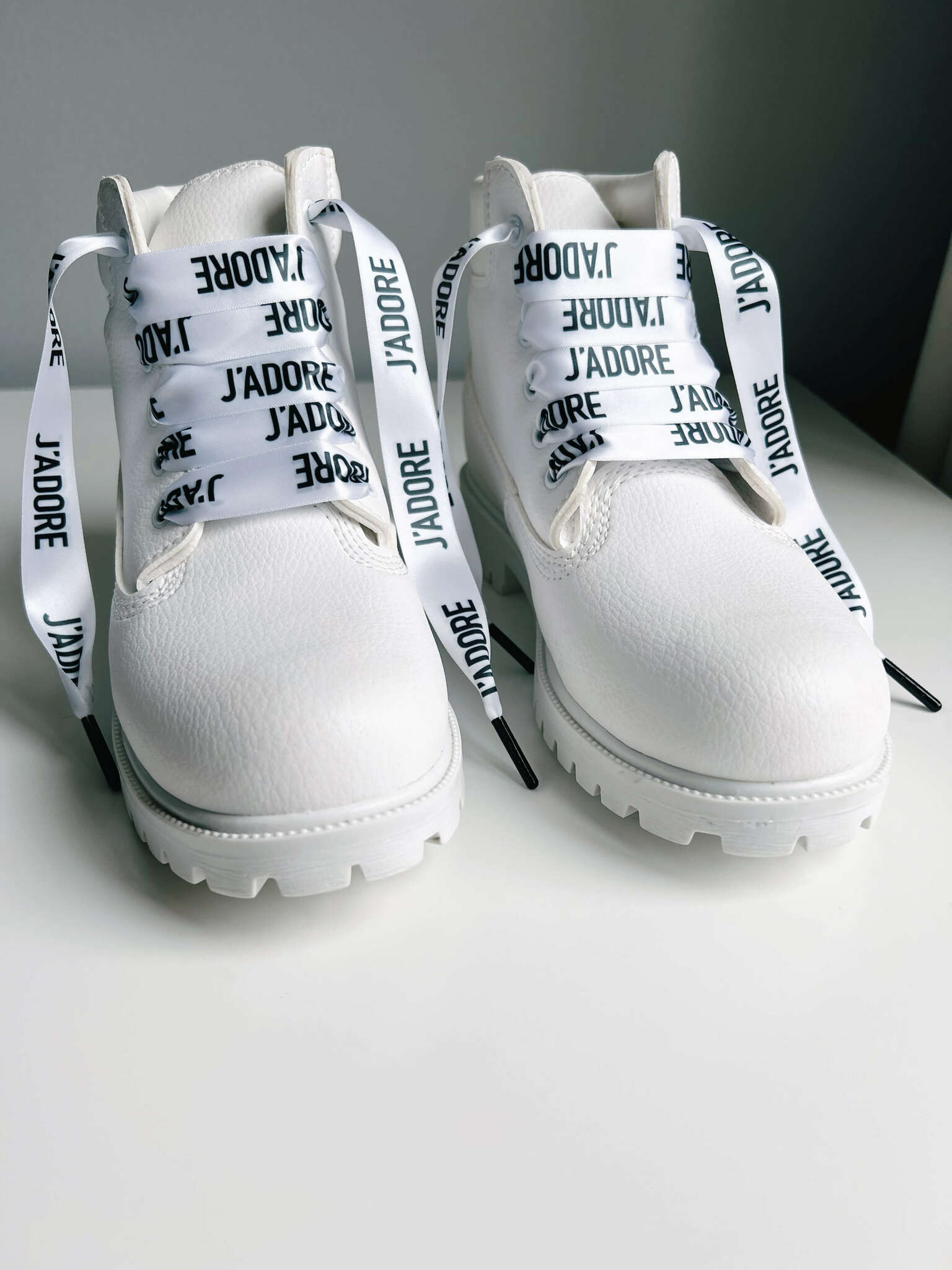 Silk shoelaces printed J'ADORE - The Shoelace Brand