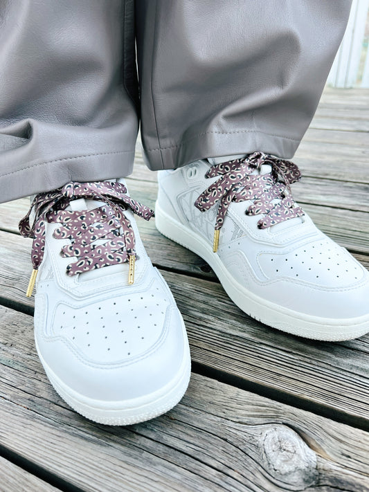 Mauve Classic Leopard Shoelaces