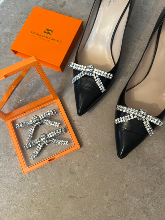 White Crystal Glitter Bow – Shoe Charm