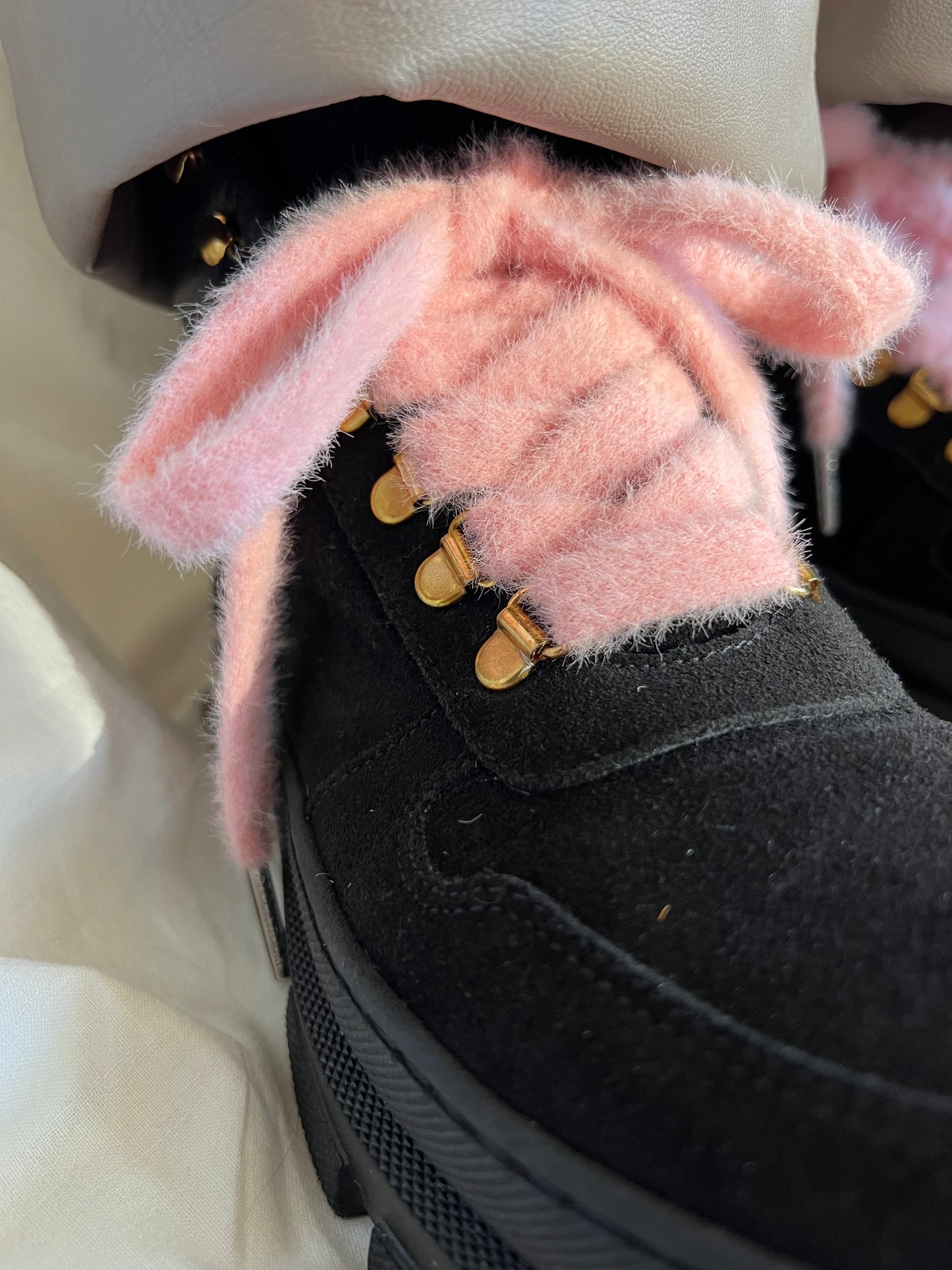 Light Pink Faux Fur Shoelaces