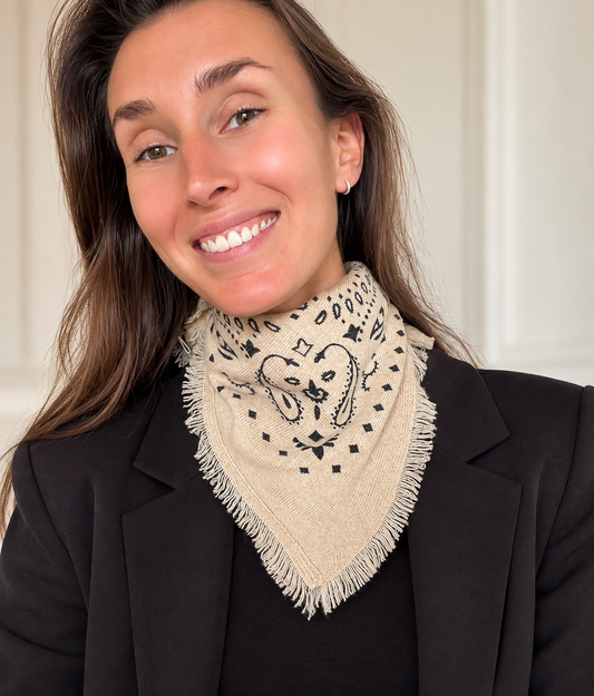 Cashmere Scarf Paisley Beige