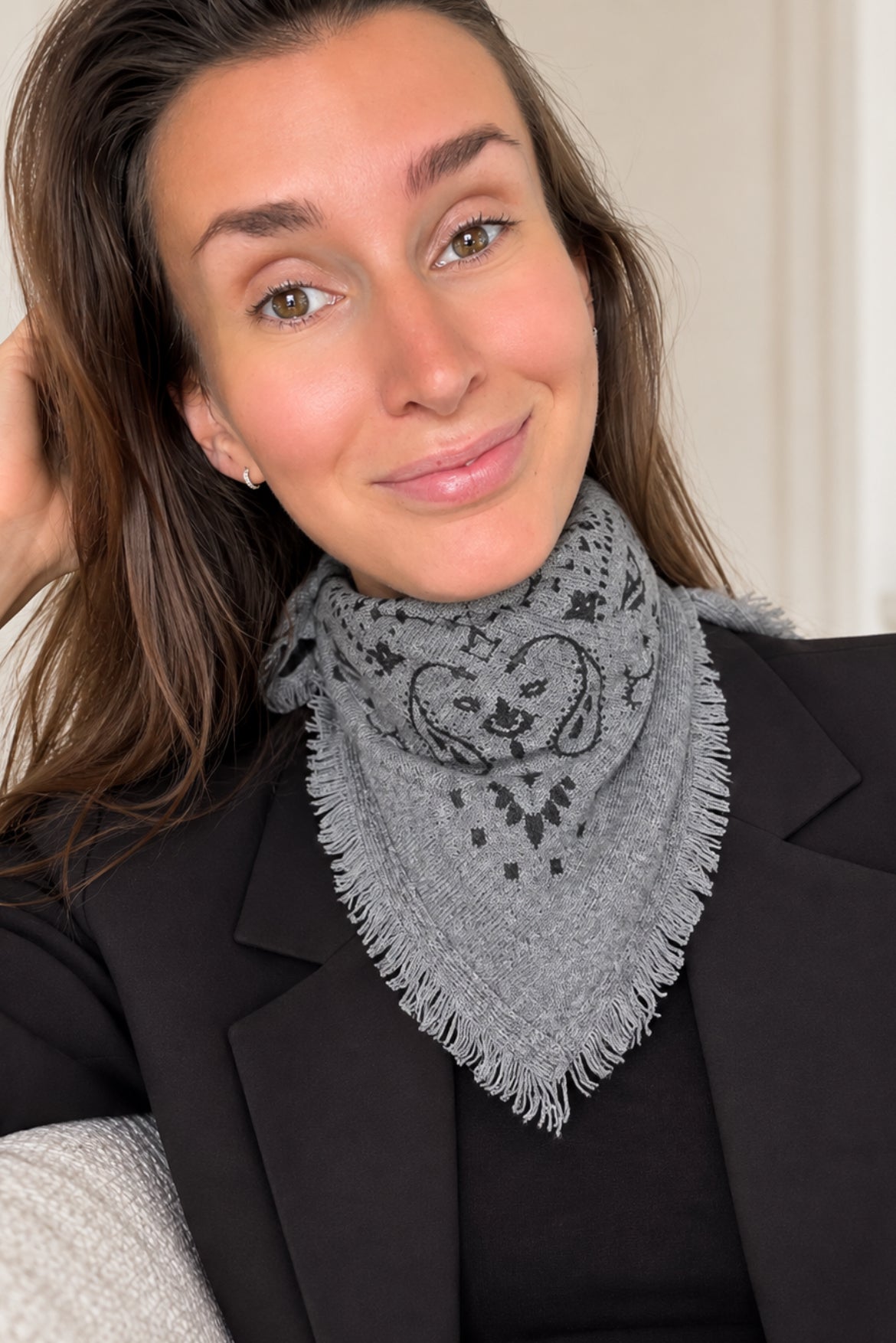 Cashmere Scarf Paisley Grey
