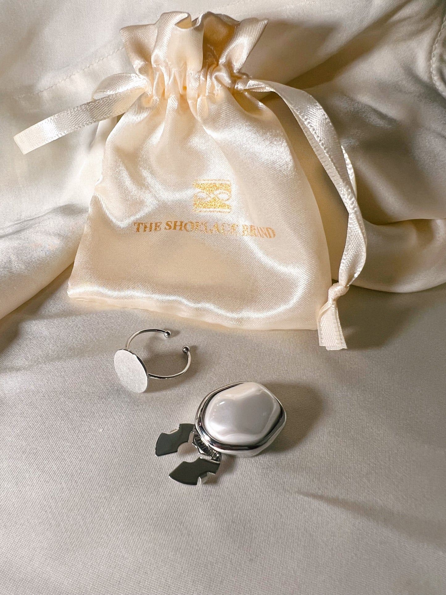 Silver Adjustable Ring – Button Base