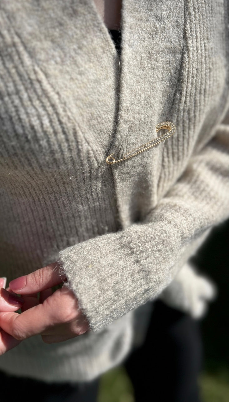Crystal Fashion Safety Pin Gold