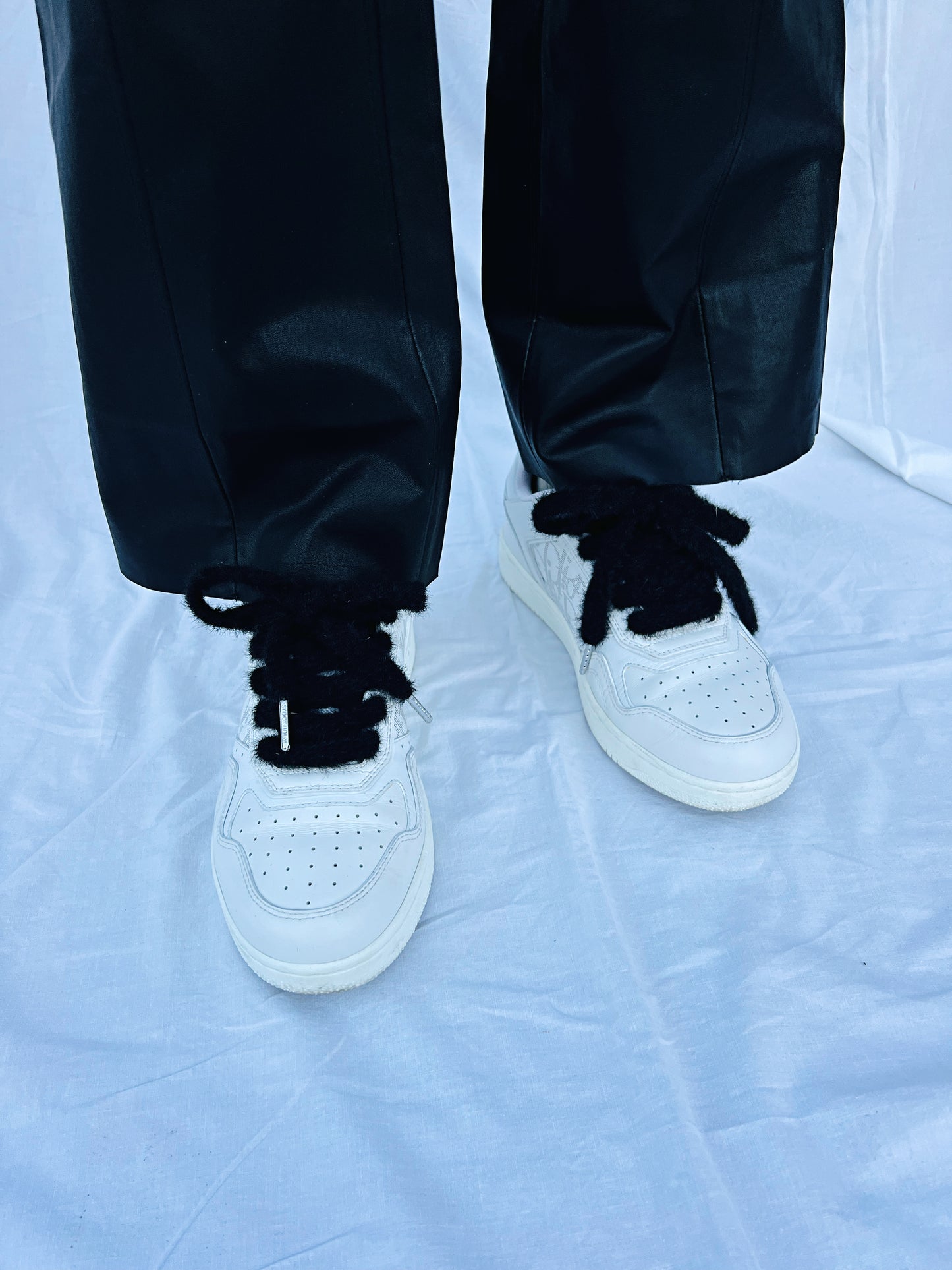 Black Faux Fur Shoelaces