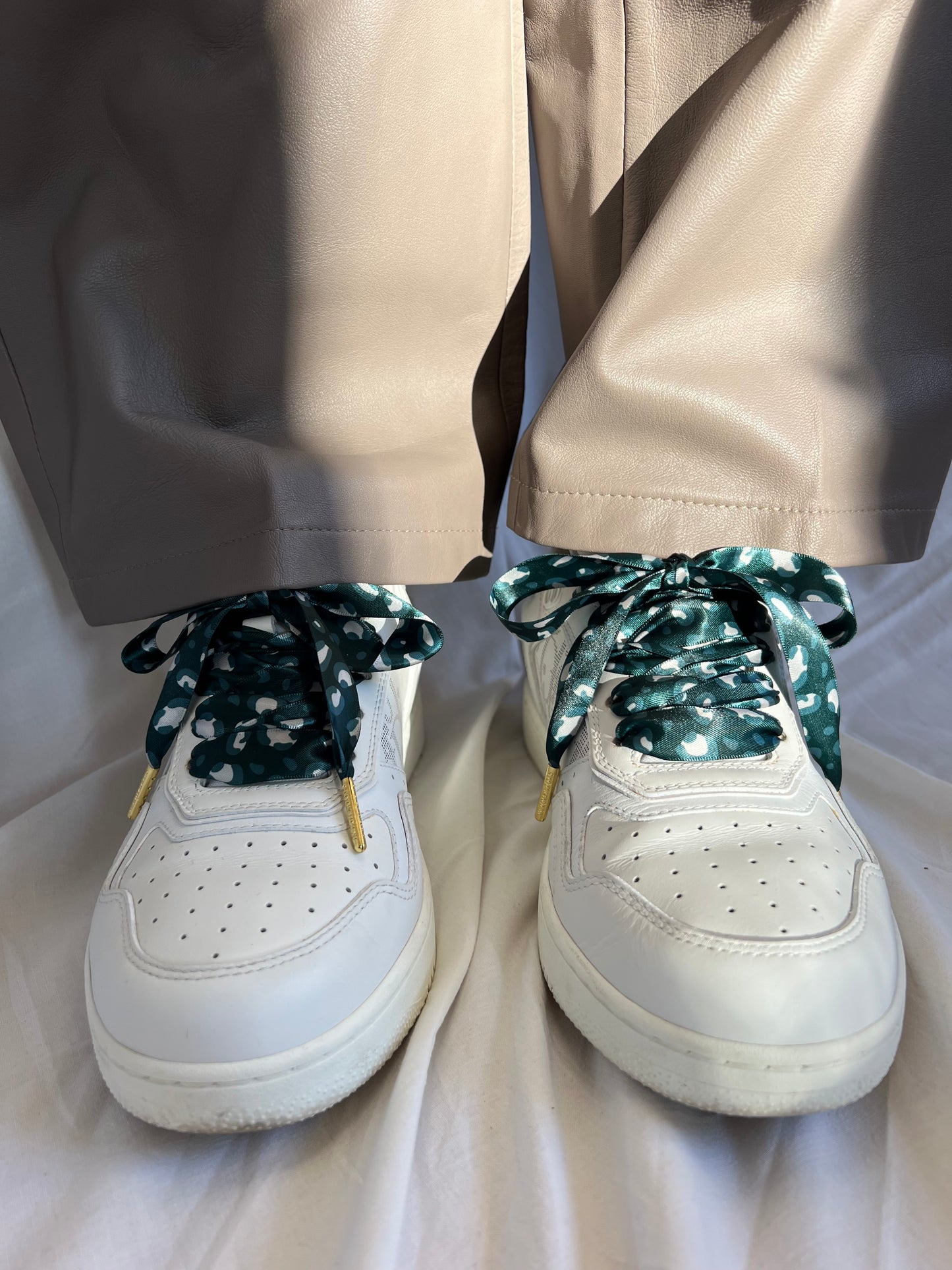 Silk Emerald Leopard Shoelaces