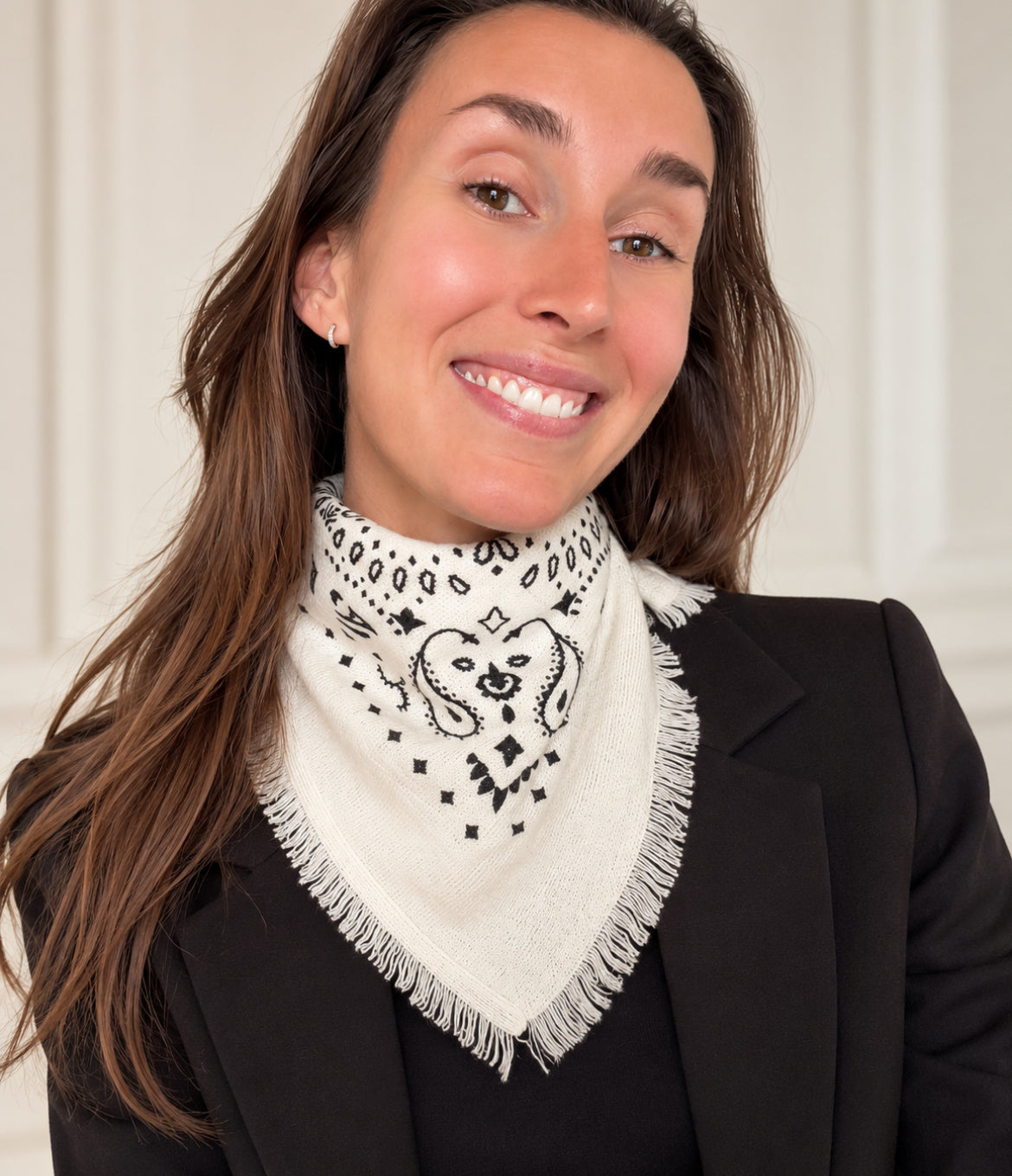 Cashmere Scarf Paisley Off White