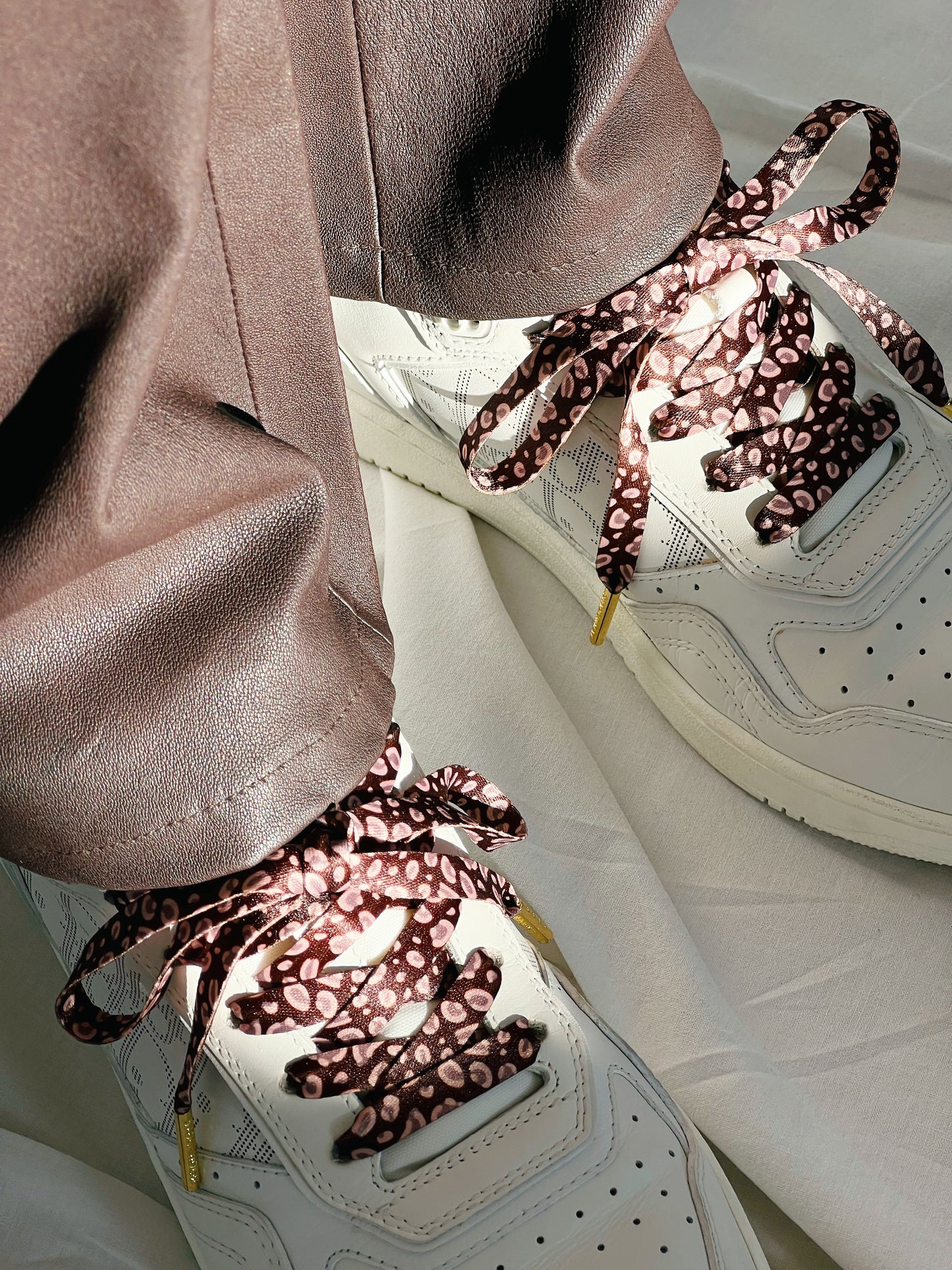 Mauve Classic Leopard Shoelaces