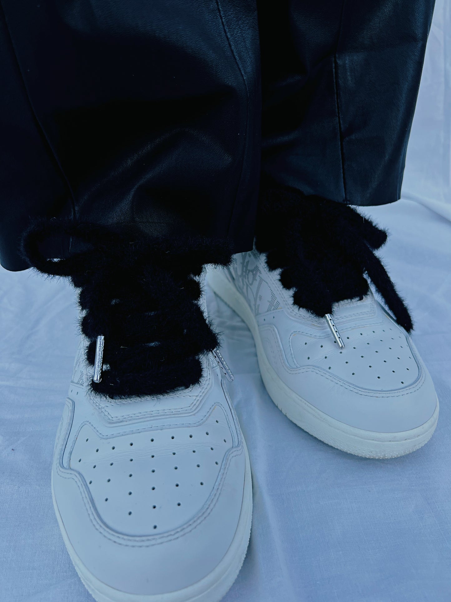 Black Faux Fur Shoelaces