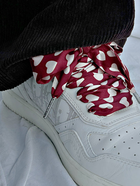 Burgundy Heart Scarf Shoelaces