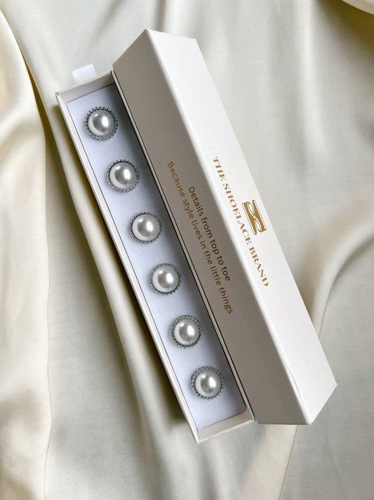 Anna – Pearl Button Charm Silver