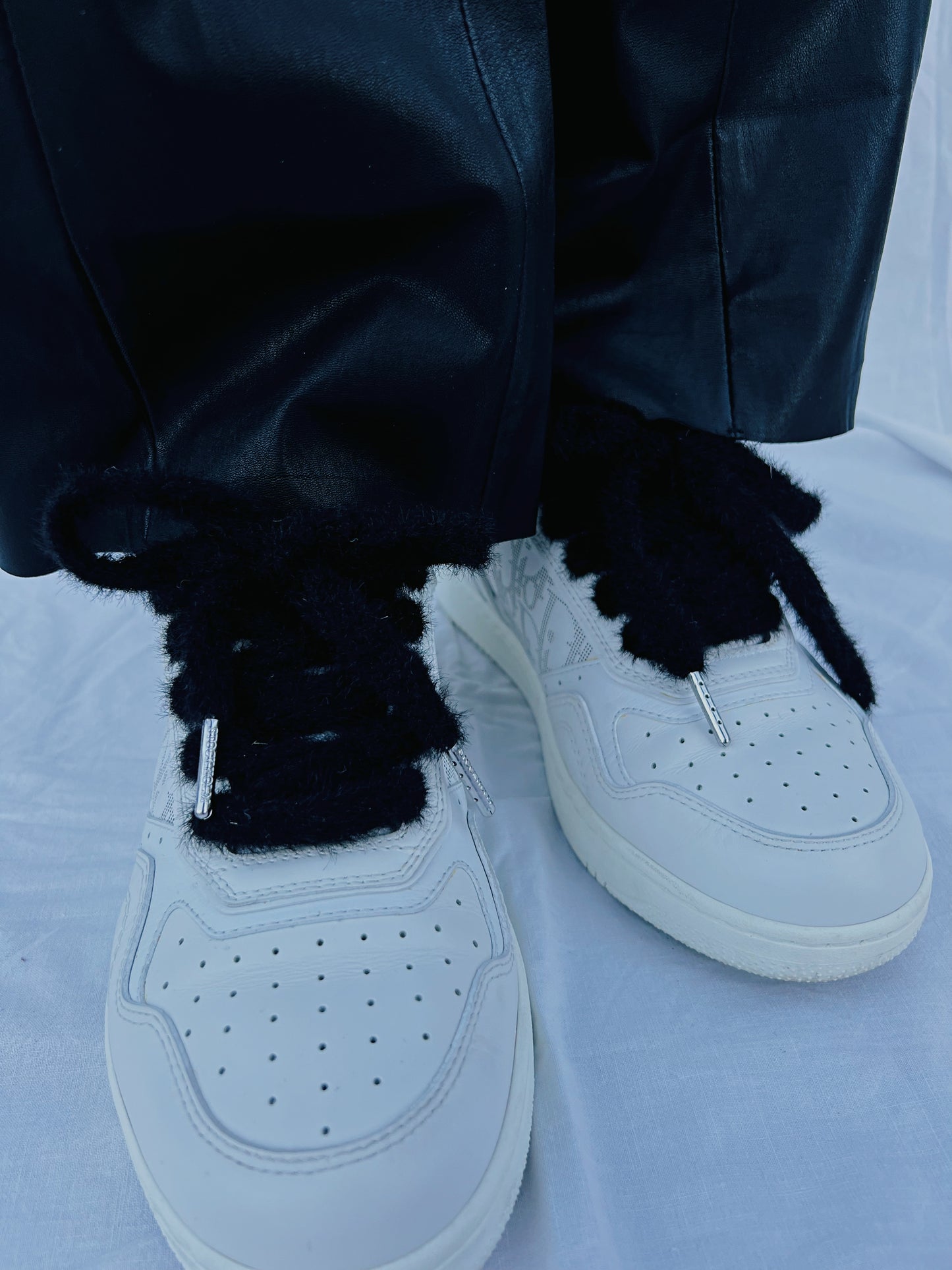 Black Faux Fur Shoelaces