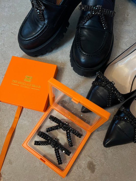 Black Crystal Glitter Bow – Shoe Charm