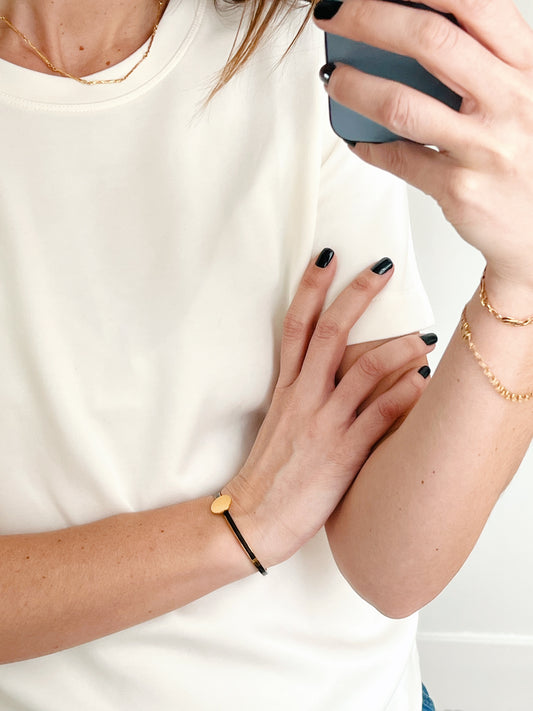 Black Gold Cuff Bracelet – Button Base