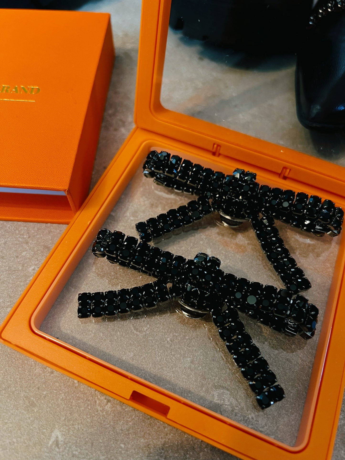 Black Crystal Glitter Bow – Shoe Charm