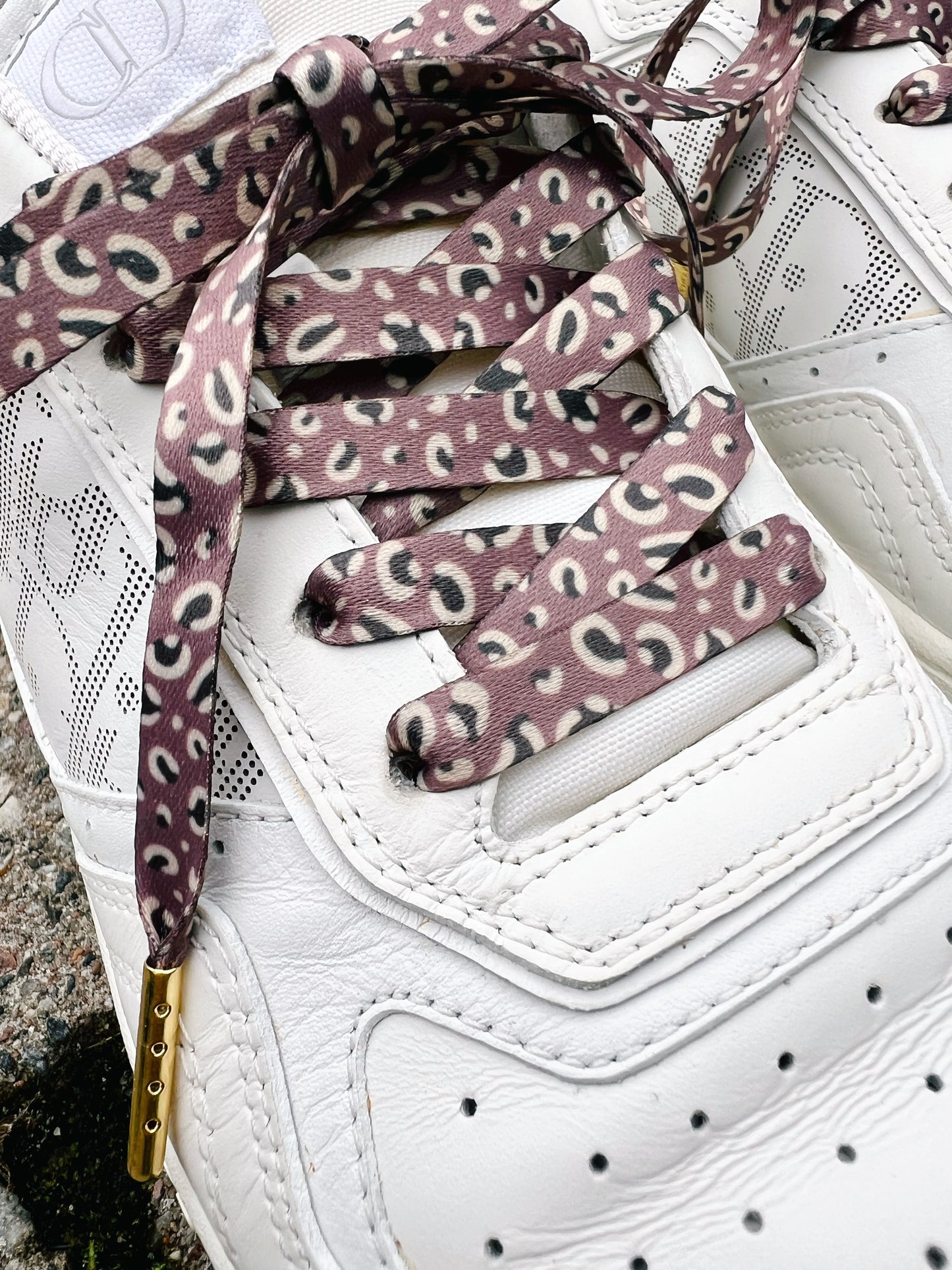 Mauve Classic Leopard Shoelaces