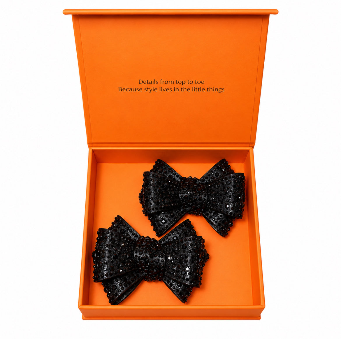 Crystal Bow Shoe Clip Black The Shoelace Brand in giftbox