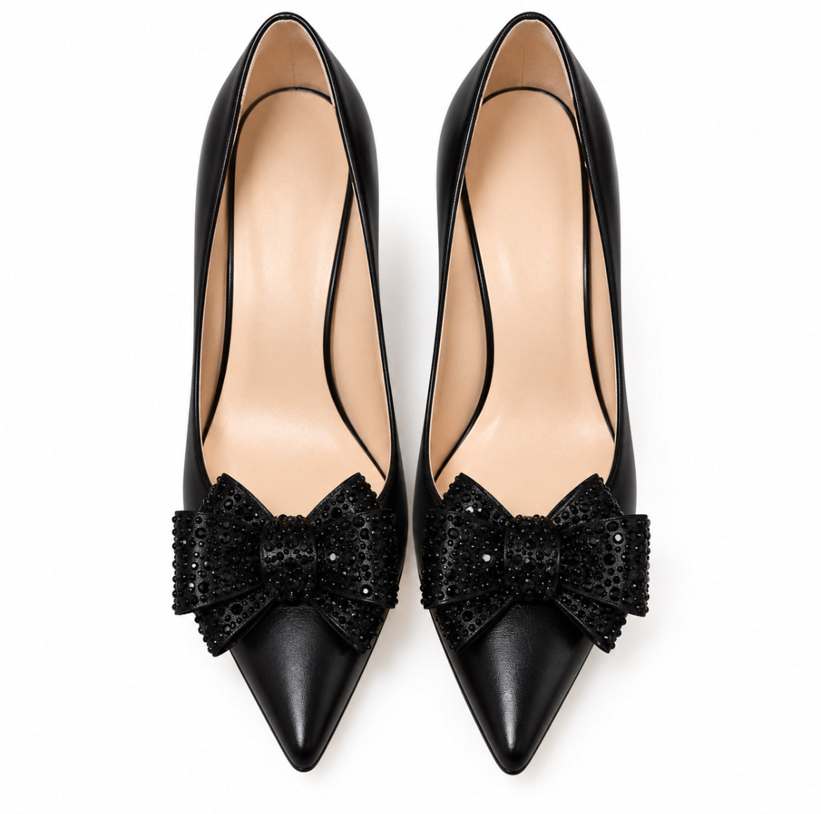Crystal Bow Shoe Clip Black The Shoelace Brand on heels