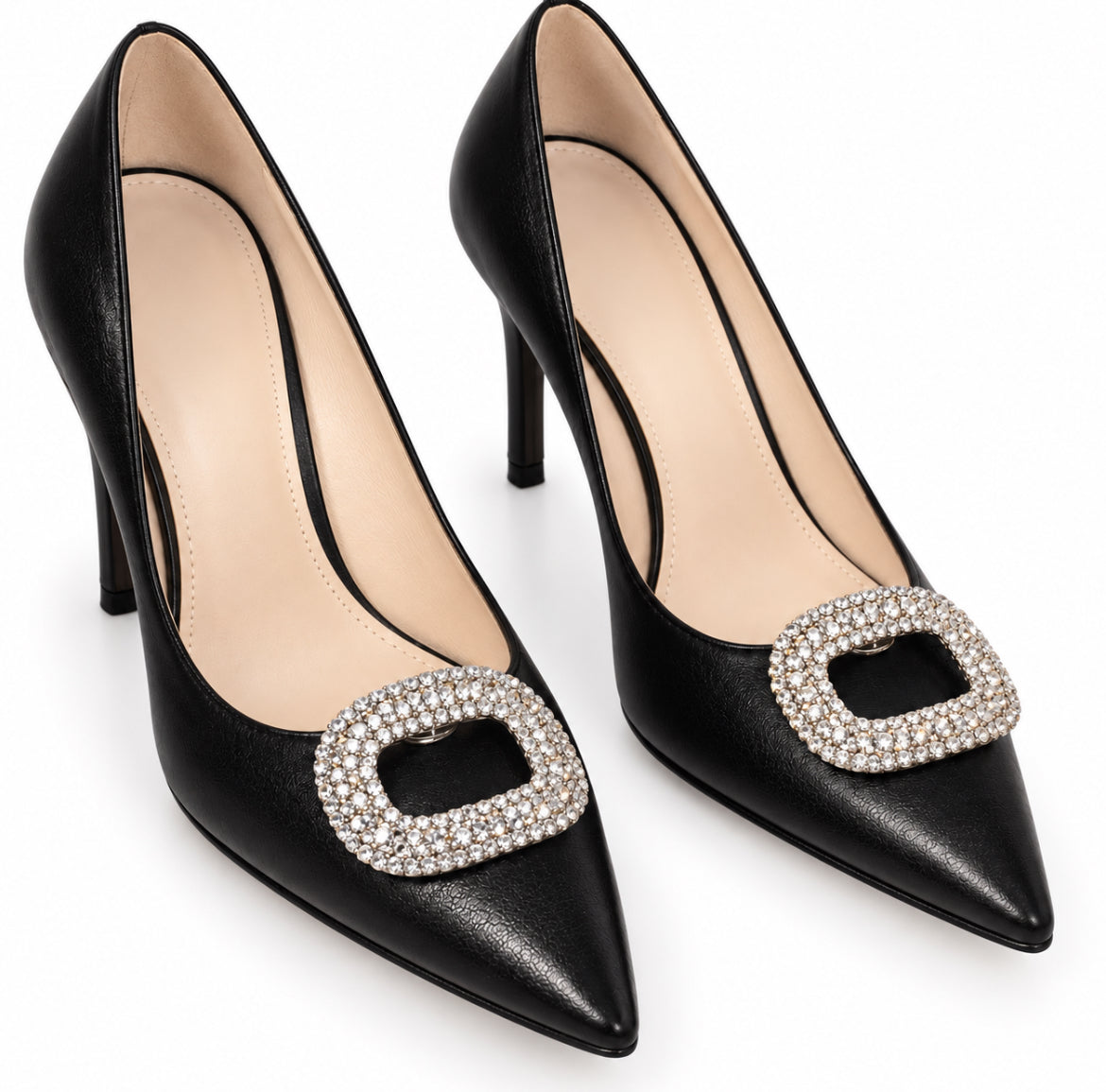 Crystal Buckle Shoe Clip Silver The Shoelace Brand on heels