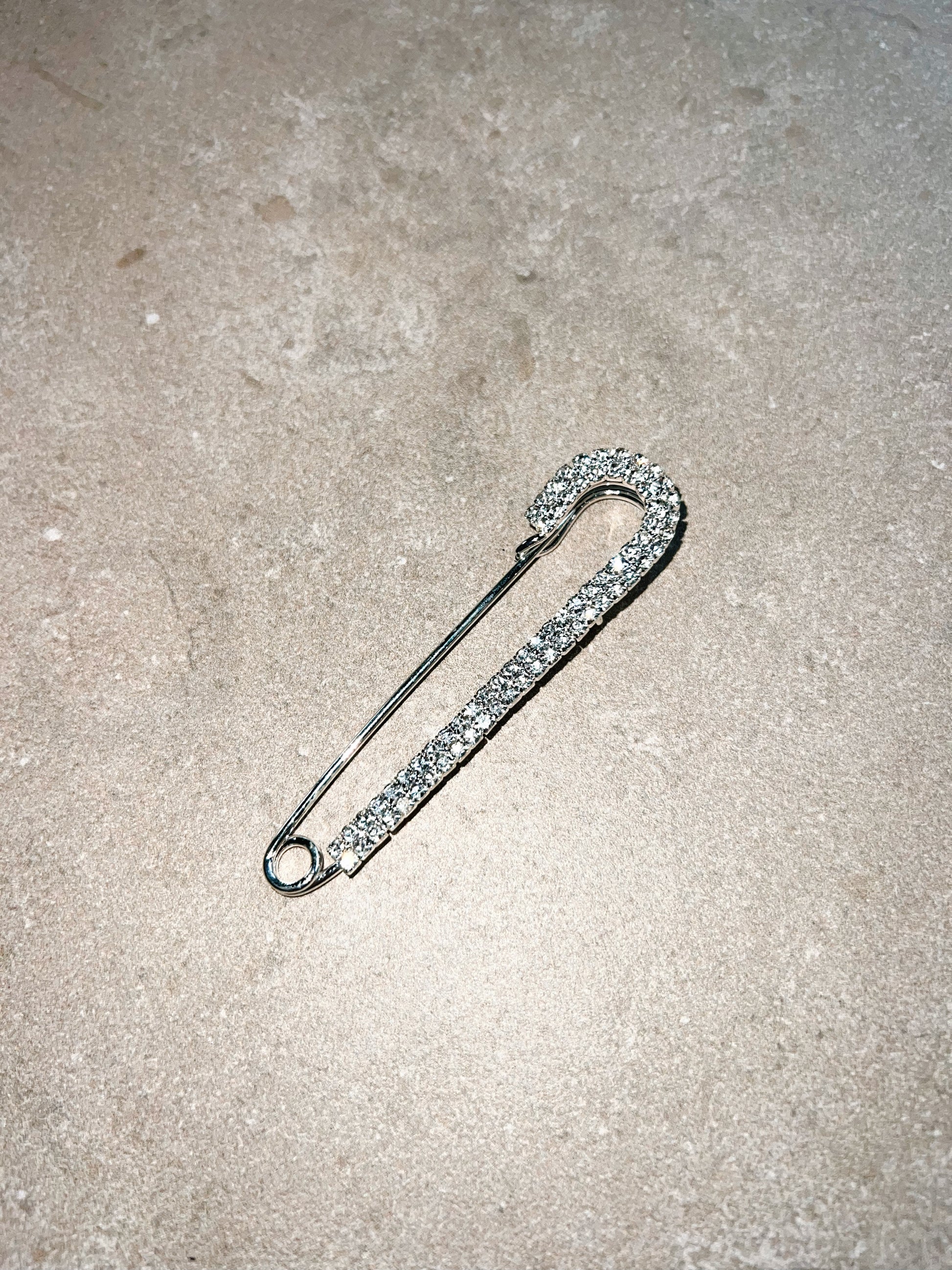 Crystal Fashion Safety Pin Silver The Shoelace Brand close up