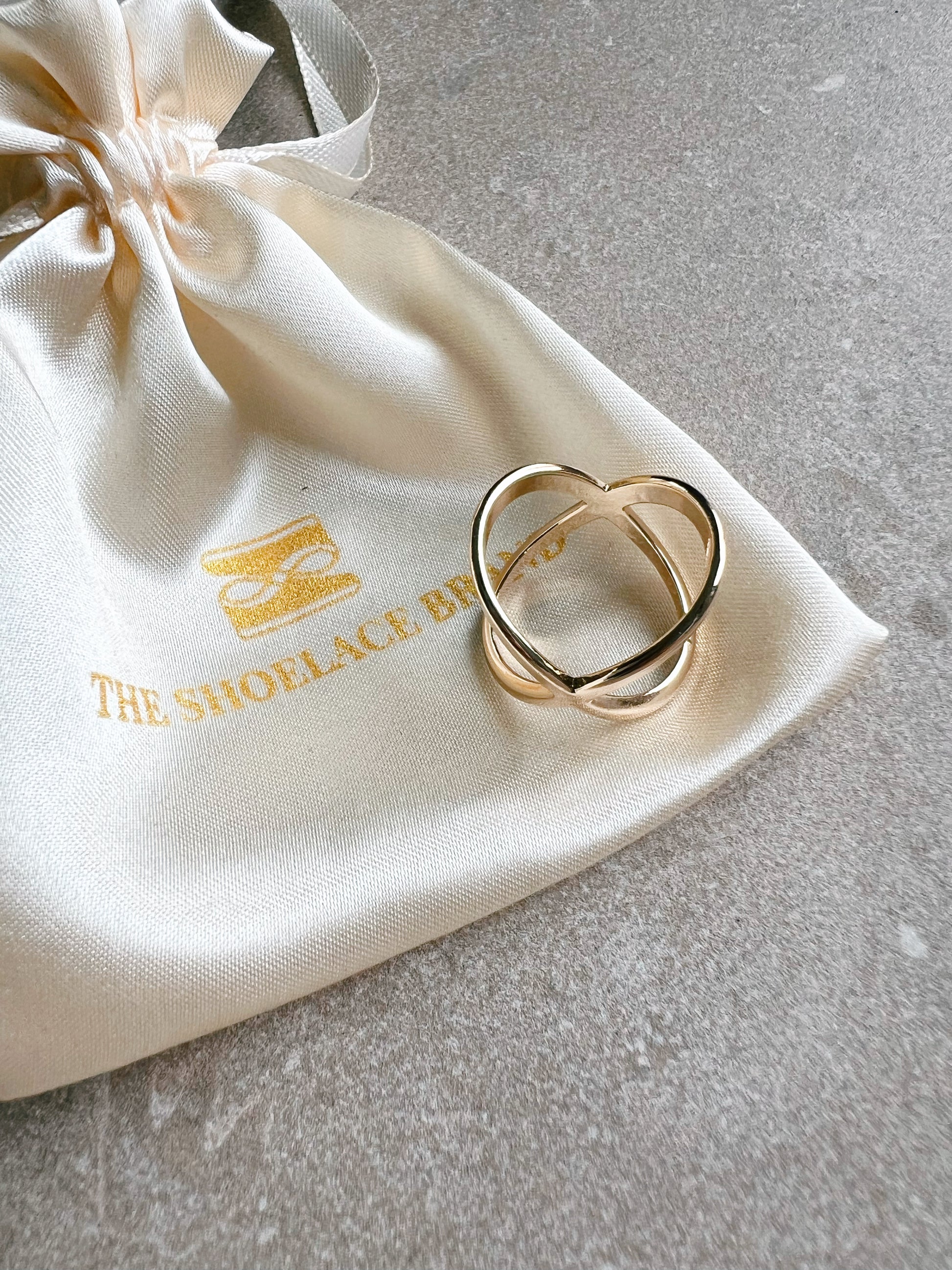 Cute Scarf Ring Cross Gold S The Shoelace Brand close up