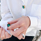 Nea – Emerald Green Crystal Rectangle Button Charm Gold
