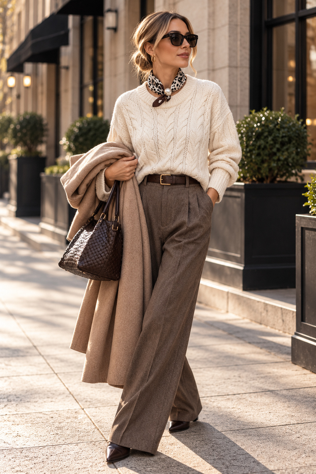 Magnetic Scarf Leopard Brown Top