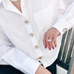 Emma – White Crystal Rectangle Button Charm Gold