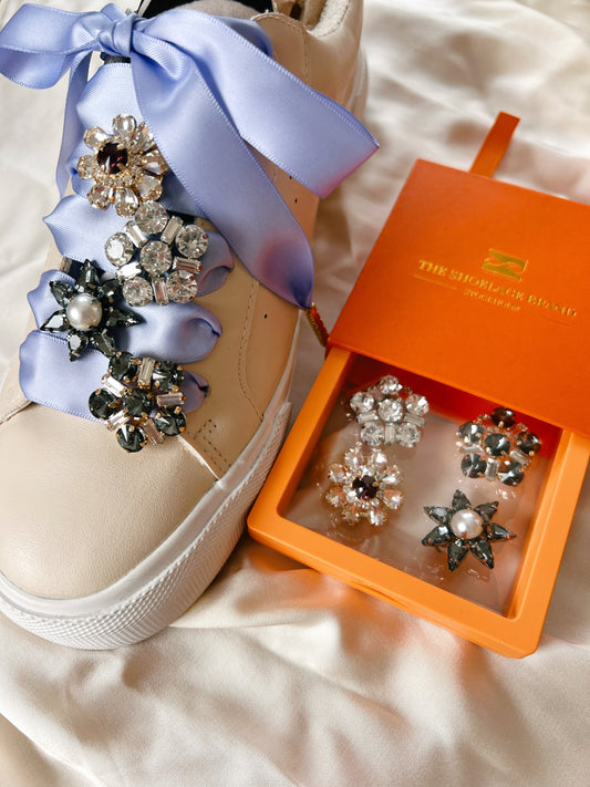 Black & White, Elastic fit - Crystal Shoe Charm Set