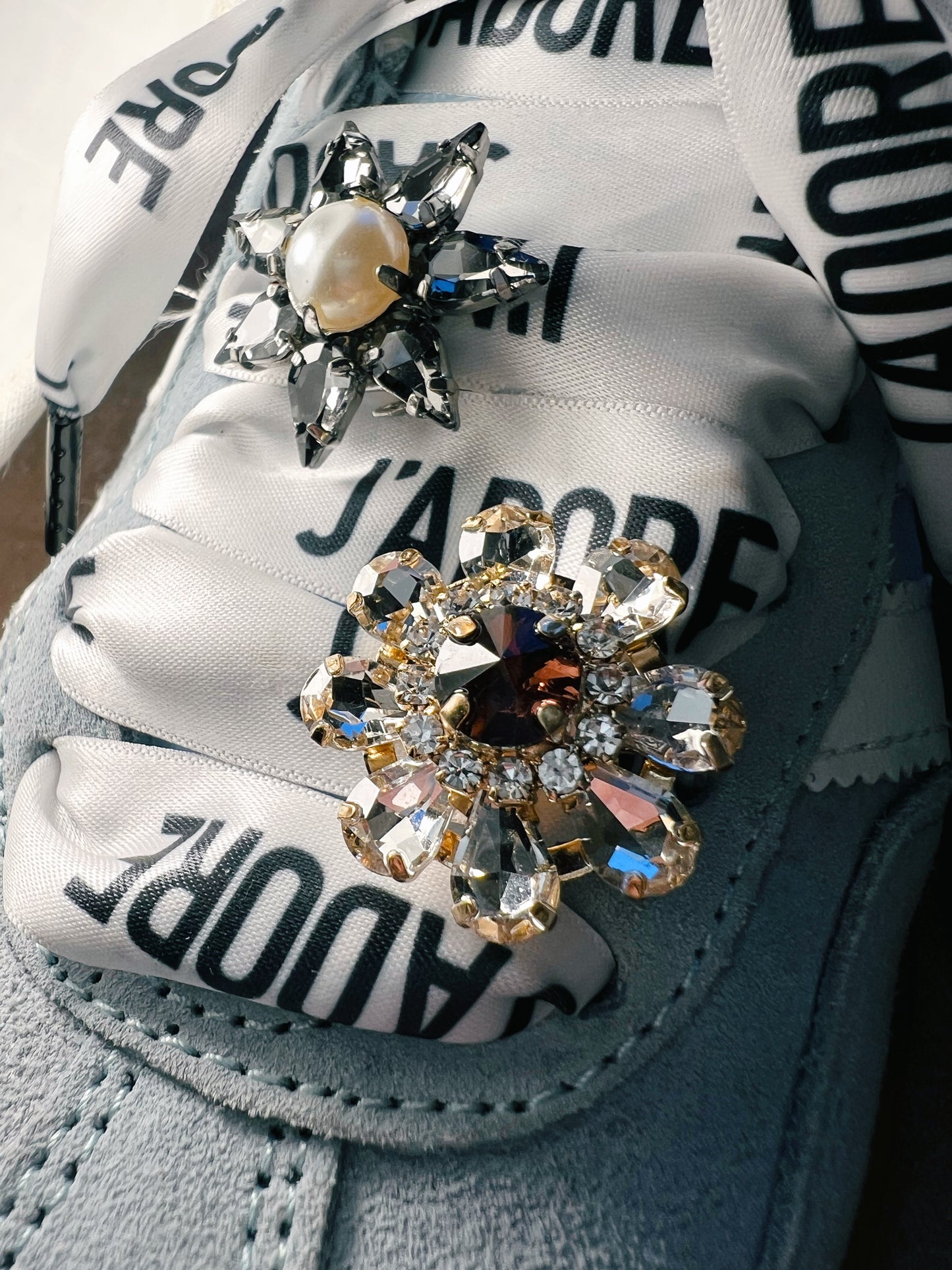 Black & White, Elastic fit - Crystal Shoe Charm Set