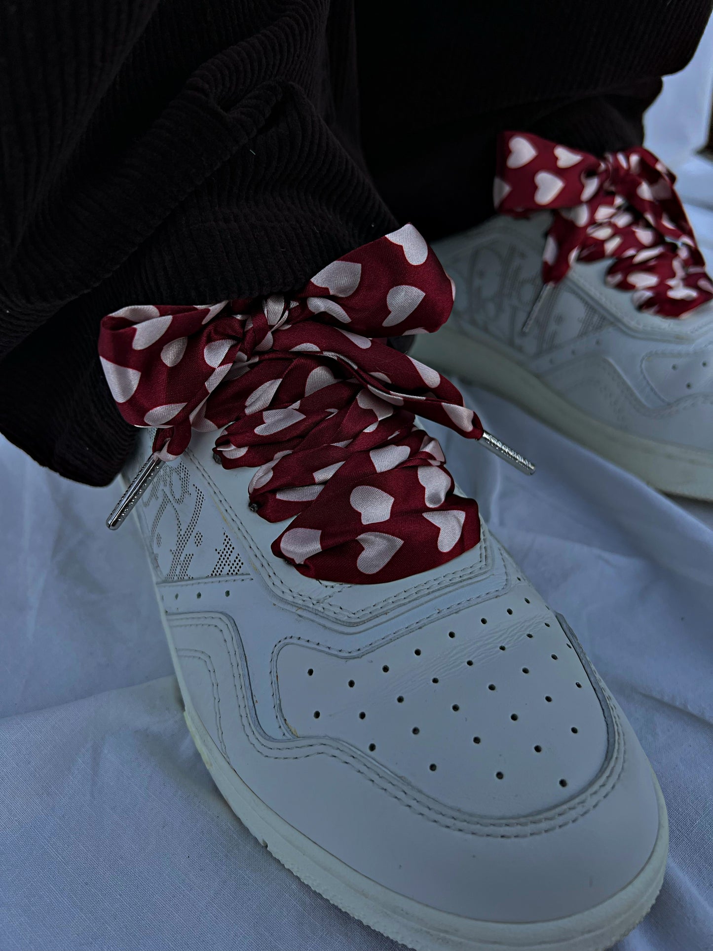 Burgundy Heart Scarf Shoelaces