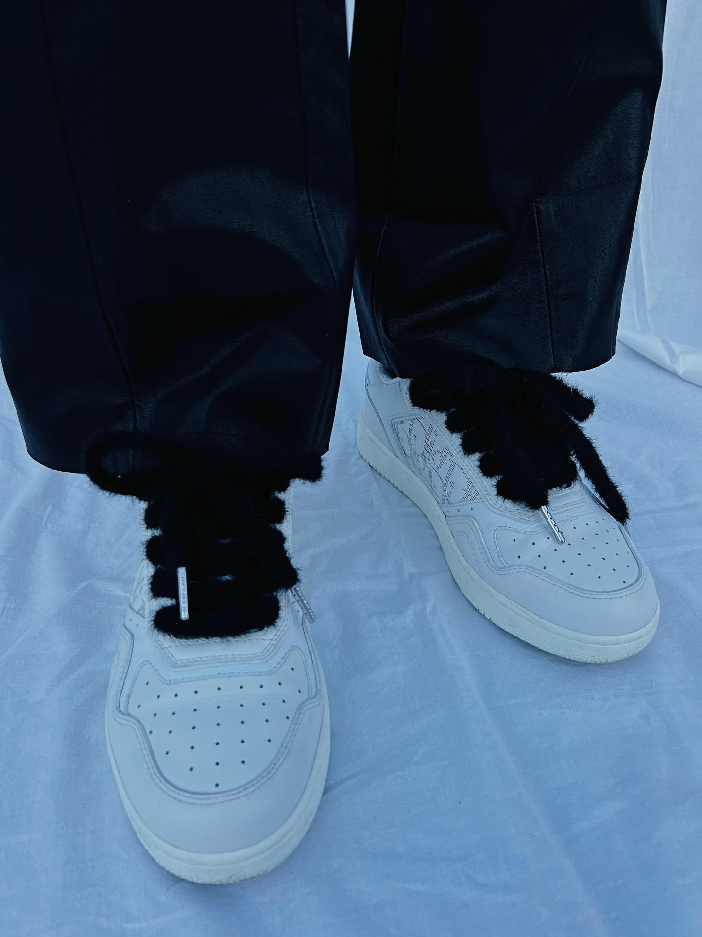 Black Faux Fur Shoelaces