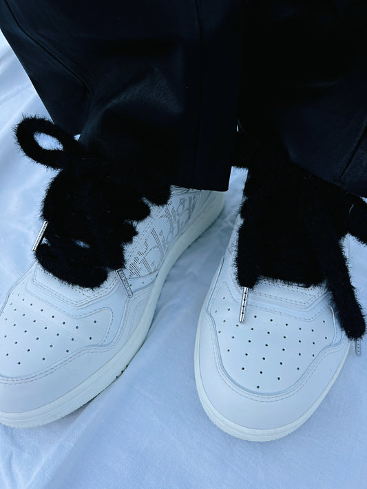 Black Faux Fur Shoelaces