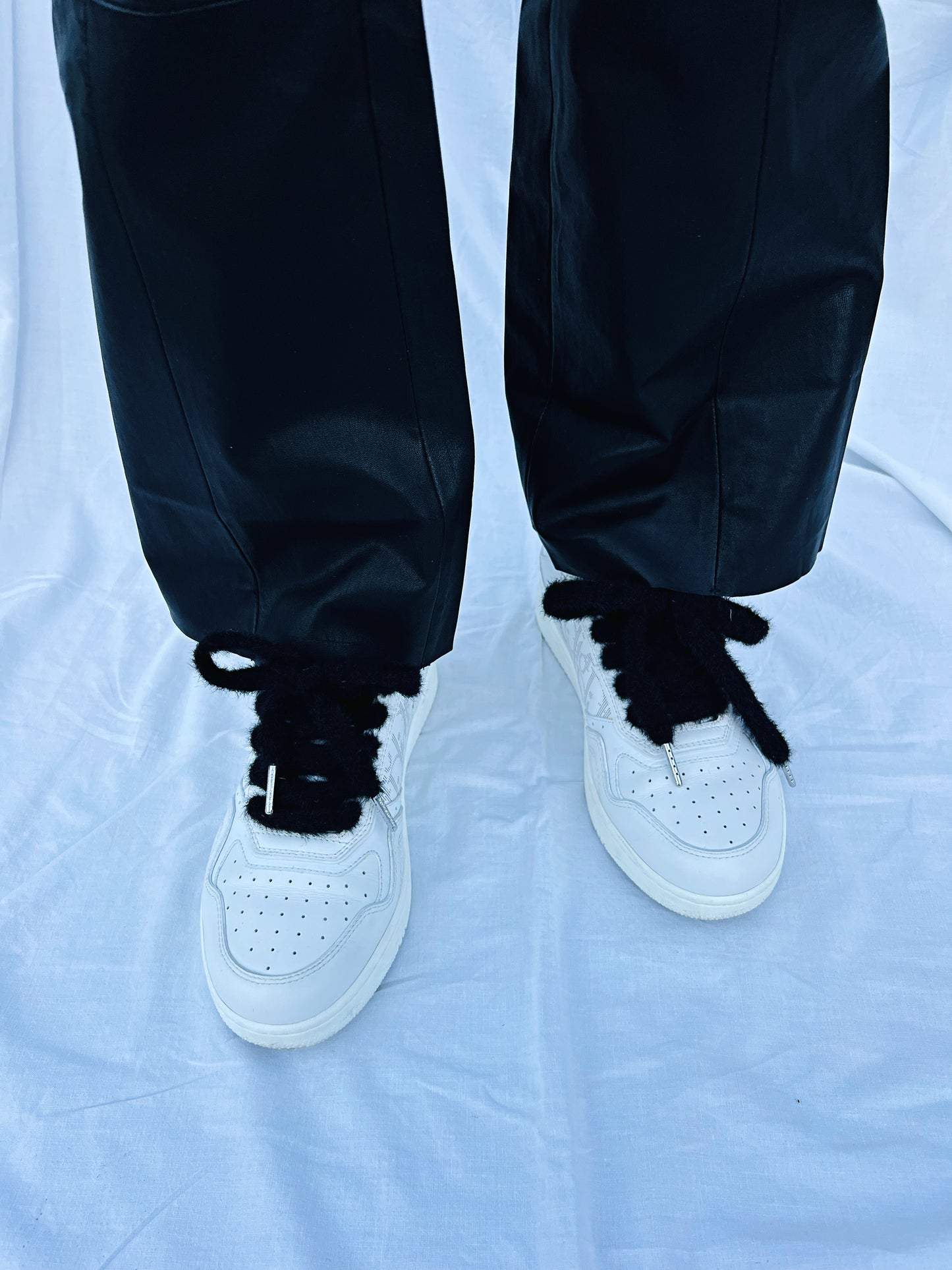 Black Faux Fur Shoelaces