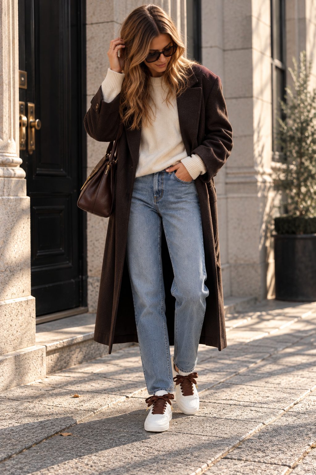 Brown Silk Skosnören