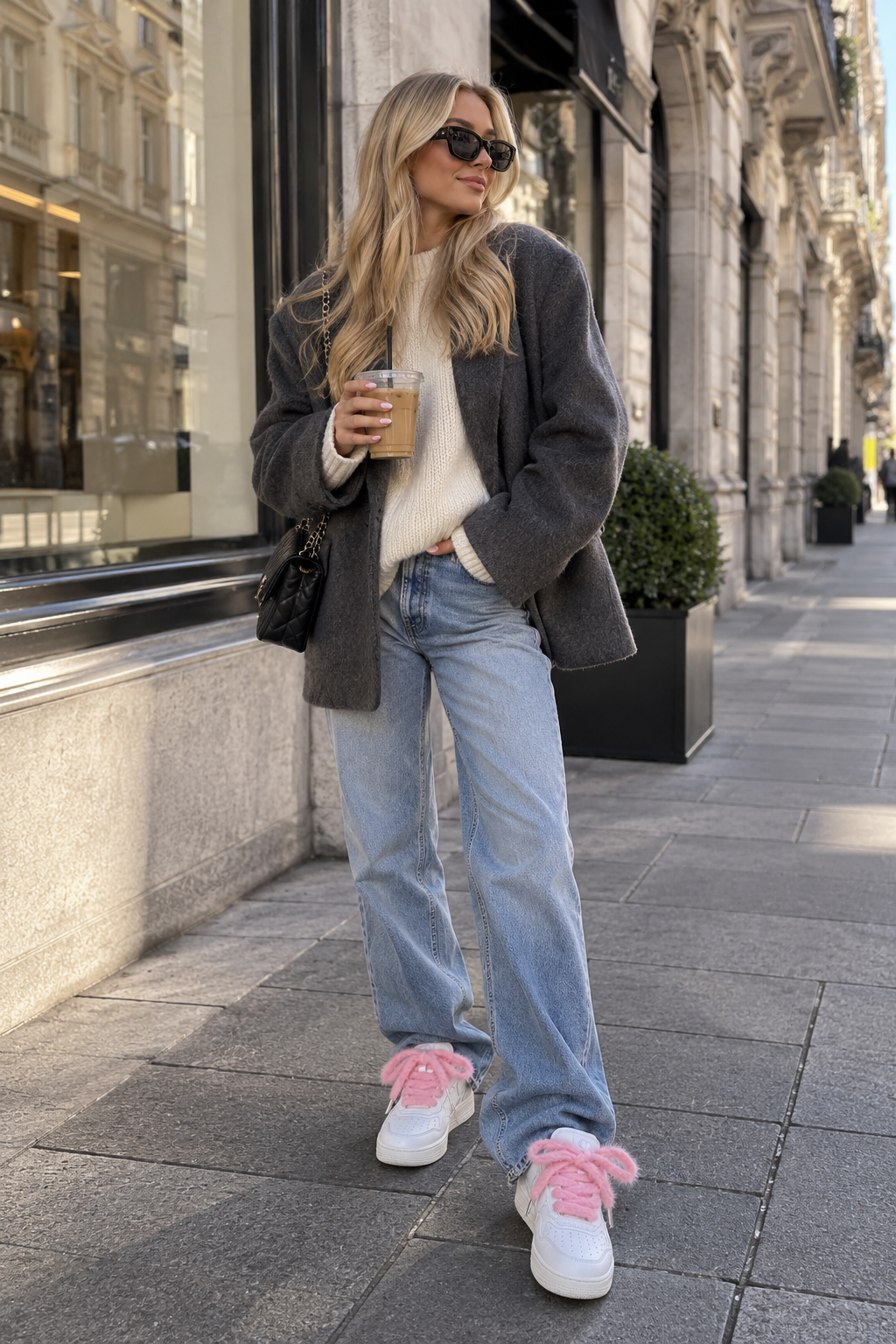 Light Pink Faux Fur Skosnören