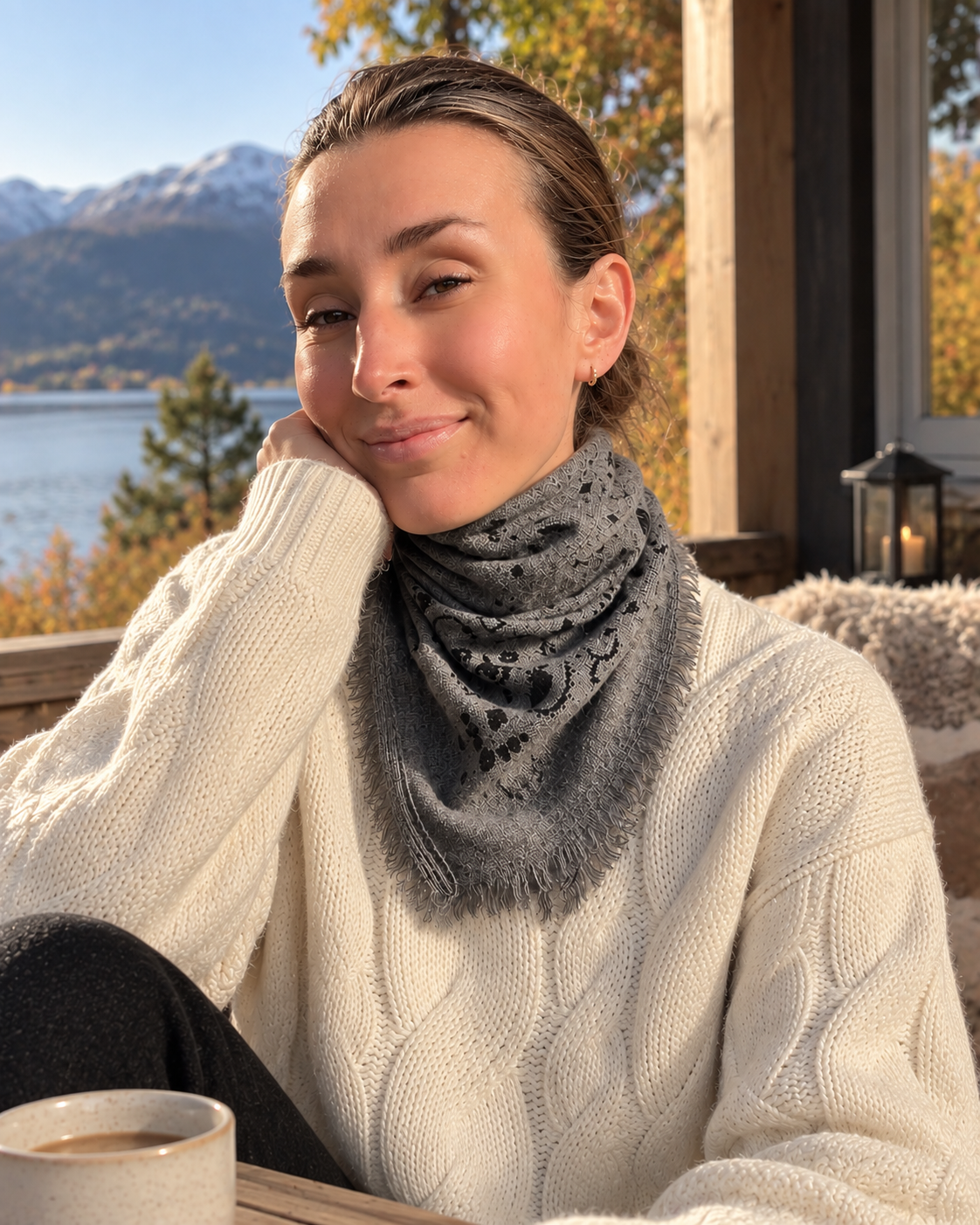 Cashmere Scarf Paisley Grey