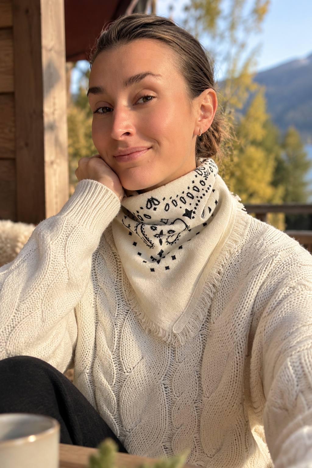 Cashmere Scarf Paisley Off White