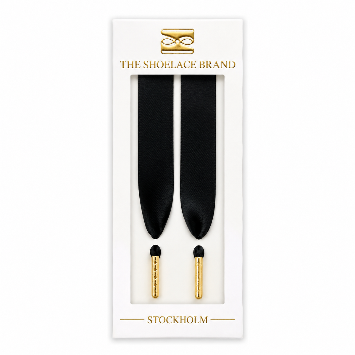 Schwarze Goldtip-Schnürsenkel aus Seide